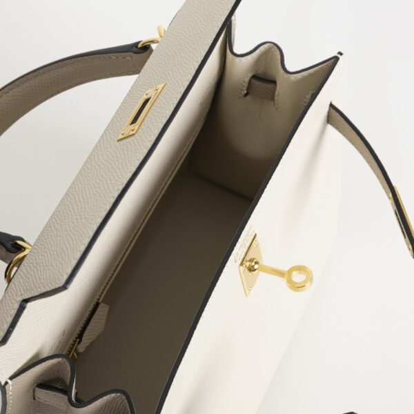 Canada Toronto Hermes Kelly Sellier 25CM Epsom Leather CC10 Craie / S2 Gris Trench Gold Hardware