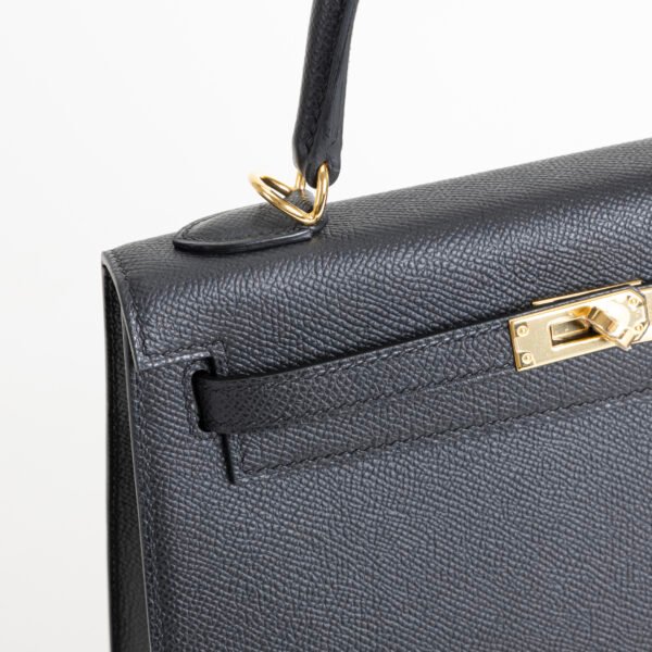 Hermes Tote Bag Kelly Sellier 25CM Epsom Leather CC89 Noir Gold Hardware
