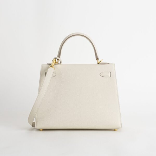 Hermes Bag Images CC10 Craie Epsom Leather Kelly Sellier 25CM Gold Hardware