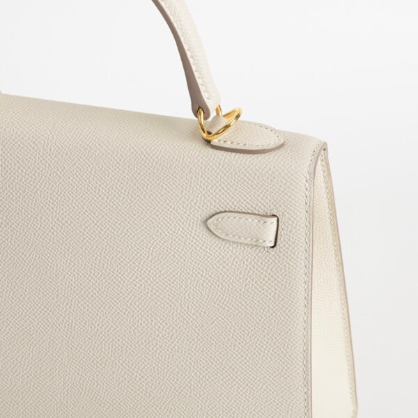 Hermes Bag Images CC10 Craie Epsom Leather Kelly Sellier 25CM Gold Hardware