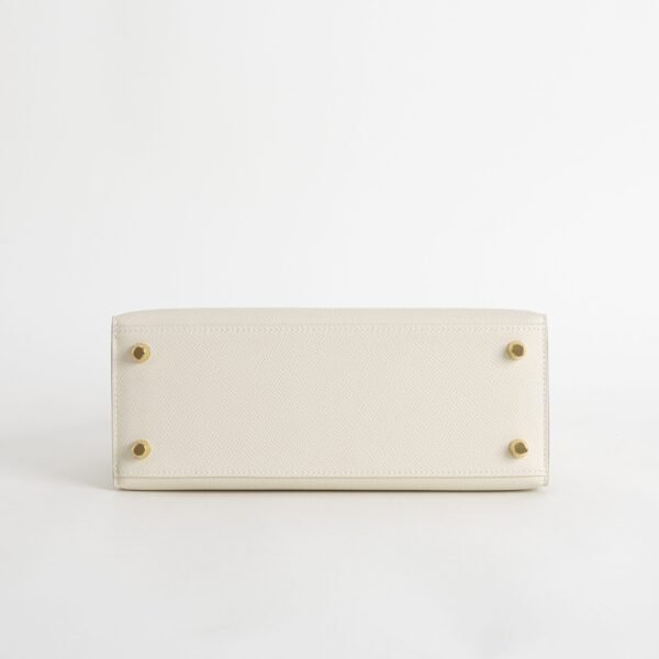 Hermes Bag Images CC10 Craie Epsom Leather Kelly Sellier 25CM Gold Hardware
