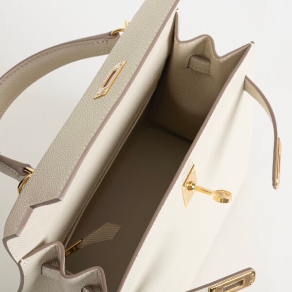 Hermes Bag Images CC10 Craie Epsom Leather Kelly Sellier 25CM Gold Hardware