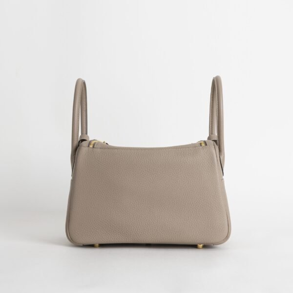 Hermes Shoulder Bag S2 Gris Trench Clemence Leather Lindy 26CM Gold Hardware