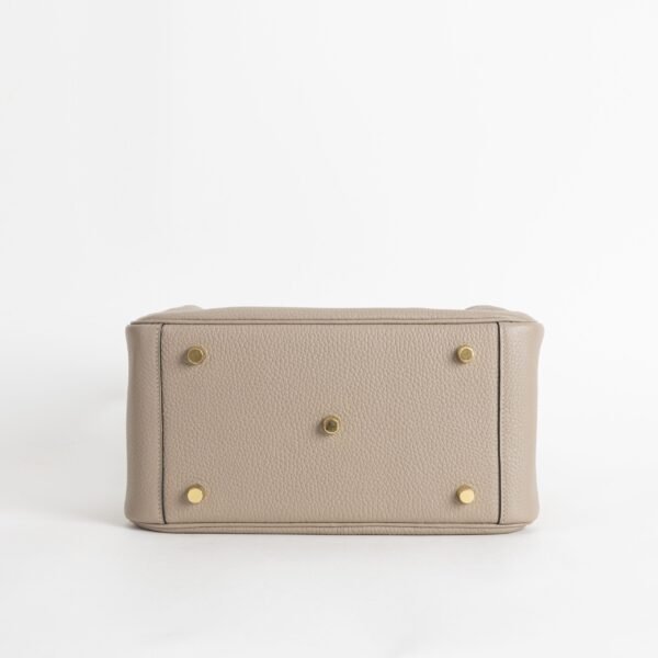 Hermes Shoulder Bag S2 Gris Trench Clemence Leather Lindy 26CM Gold Hardware