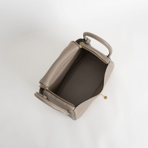 Hermes Shoulder Bag S2 Gris Trench Clemence Leather Lindy 26CM Gold Hardware