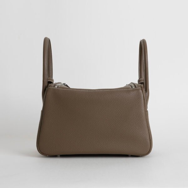 Full Handmade Hermes Lindy 30CM Clemence Leather CK18 Etoupe Silver Hardware