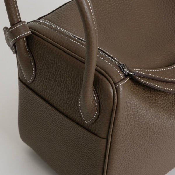Full Handmade Hermes Lindy 30CM Clemence Leather CK18 Etoupe Silver Hardware