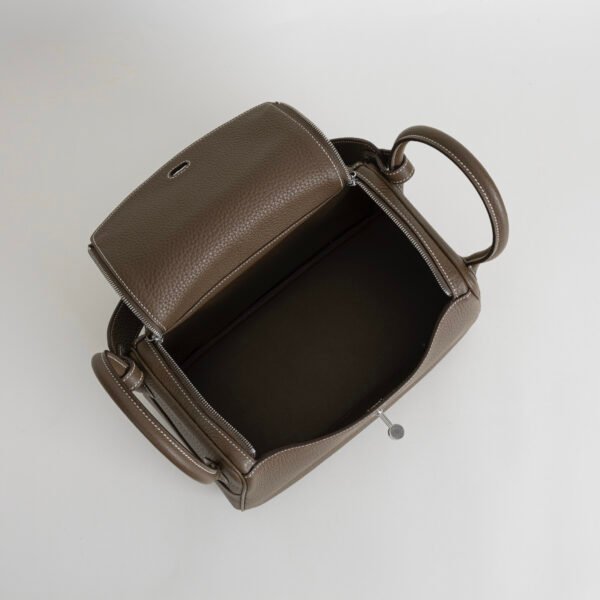 Full Handmade Hermes Lindy 30CM Clemence Leather CK18 Etoupe Silver Hardware