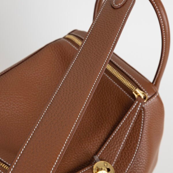 Hermes Tote Bag CC37 Gold Clemence Leather Lindy 30CM Gold Hardware