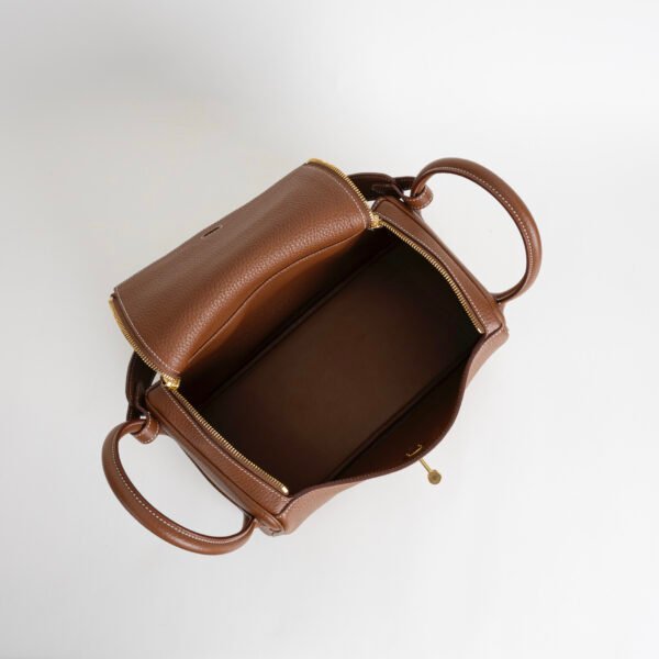 Hermes Tote Bag CC37 Gold Clemence Leather Lindy 30CM Gold Hardware