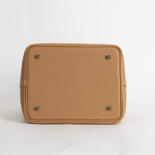 Hermes Tote Bag Picotin 18CM Clemence Leather 2S Sesame Silver Hardware