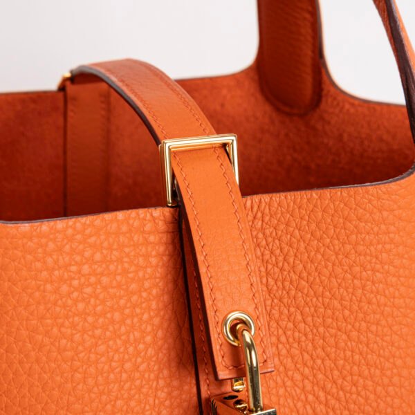 wsxc1744990905123_1 UK London Hermes CC93 Orange Clemence Leather Picotin 18CM Gold Hardware