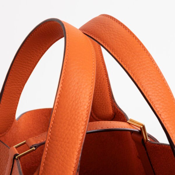wsxc1744990905123_2 UK London Hermes CC93 Orange Clemence Leather Picotin 18CM Gold Hardware