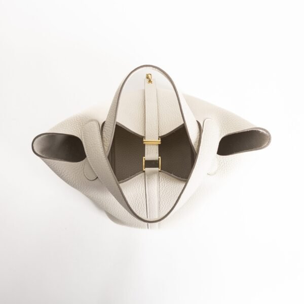 USA New York Hermes CC10 Craie Clemence Leather Picotin 18CM Gold Hardware