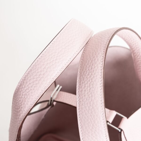 Hermes Bag Picotin 18CM Clemence Leather 3Q Rose Sakura Silver Hardware