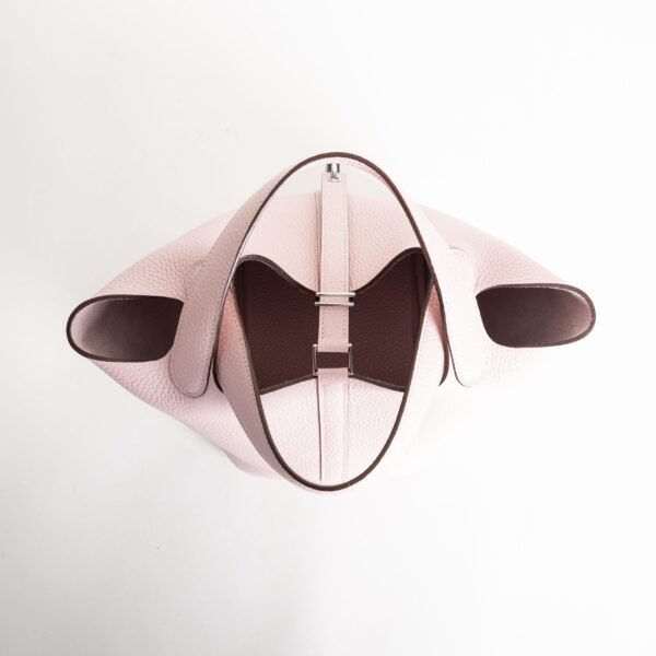 Hermes Bag Picotin 18CM Clemence Leather 3Q Rose Sakura Silver Hardware