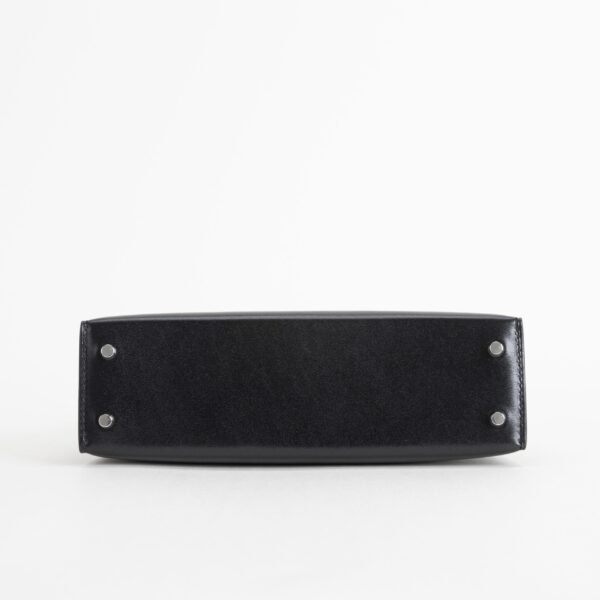 Hermes Box Leather Mini Kelly 19CM Clutch Bag CK89 Noir Silver Hardware