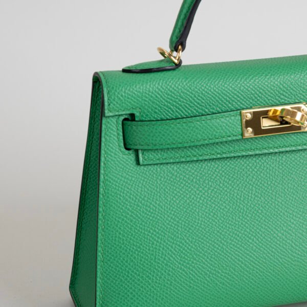 Full Handmade Hermes 1K Bambou Epsom Leather Mini Kelly 19CM Gold Hardware