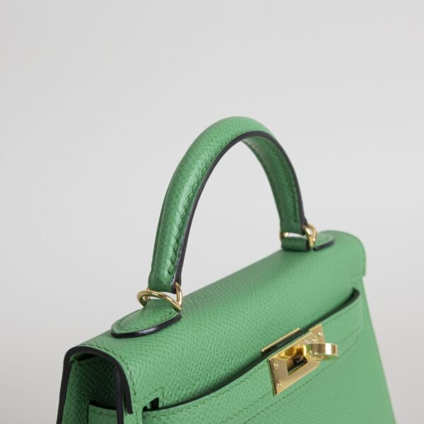 Full Handmade Hermes 1K Bambou Epsom Leather Mini Kelly 19CM Gold Hardware