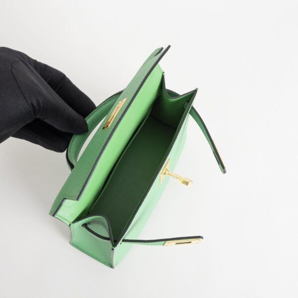 Full Handmade Hermes 1K Bambou Epsom Leather Mini Kelly 19CM Gold Hardware