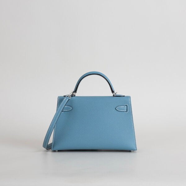 Hermes Bag Price Mini Kelly 19CM Epsom Leather CK75 Blue Jean Silver Hardware