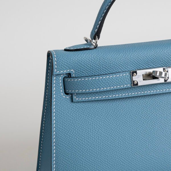 Hermes Bag Price Mini Kelly 19CM Epsom Leather CK75 Blue Jean Silver Hardware