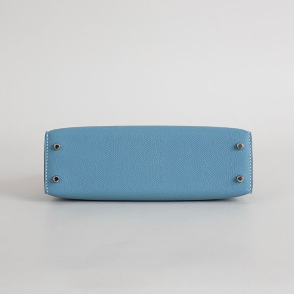 Hermes Bag Price Mini Kelly 19CM Epsom Leather CK75 Blue Jean Silver Hardware