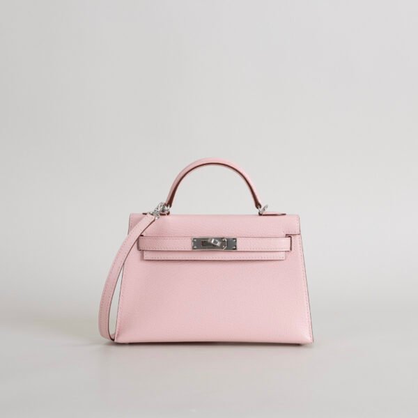 wsxc1745770110874_0-1-1 Australia Sydney Hermes 3Q Rose Sakura Chevre Leather Mini Kelly 19CM Silver Hardware