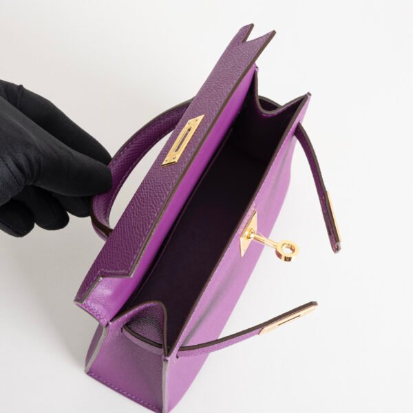 Hermes Bag Price Epsom Leather Mini Kelly 19CM P9 Anemone Gold Hardware