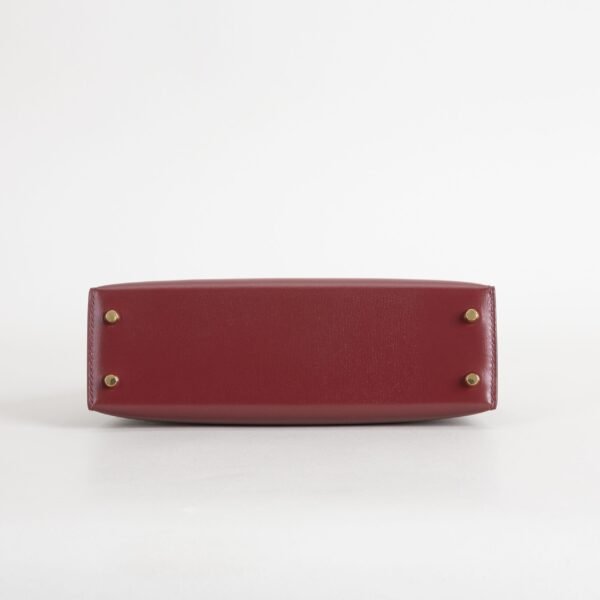 UK London Hermes Box Leather CC55 Rouge H Mini Kelly 19CM Gold Hardware