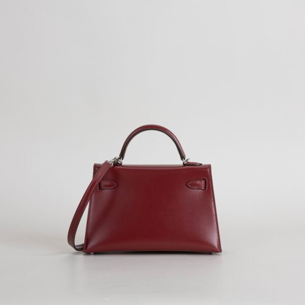 UK London Hermes Box Leather CC55 Rouge H Mini Kelly 19CM Gold Hardware