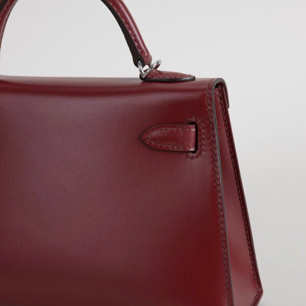 Hermes Boutique CK55 Rouge H Box Leather Mini Kelly 19CM Silver Hardware