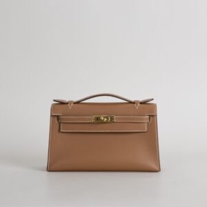 Hermes Bag Price CC37 Gold Swift Leather Kelly Pochette 22CM Gold Hardware
