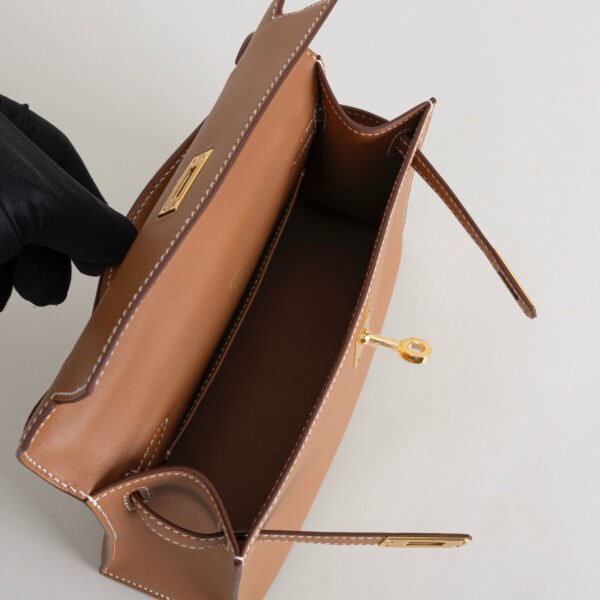 Hermes Bag Price CC37 Gold Swift Leather Kelly Pochette 22CM Gold Hardware