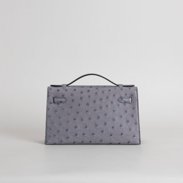 wsxc1745859600933_1 Hermes Boutique Ostrich Leather Kelly Pochette 22CM R2 Blue Agate Silver Hardware