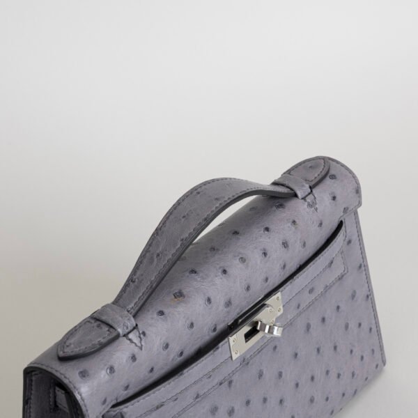 wsxc1745859600933_2 Hermes Boutique Ostrich Leather Kelly Pochette 22CM R2 Blue Agate Silver Hardware
