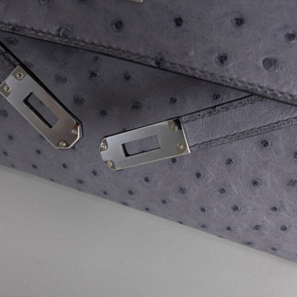wsxc1745859600934_3 Hermes Boutique Ostrich Leather Kelly Pochette 22CM R2 Blue Agate Silver Hardware