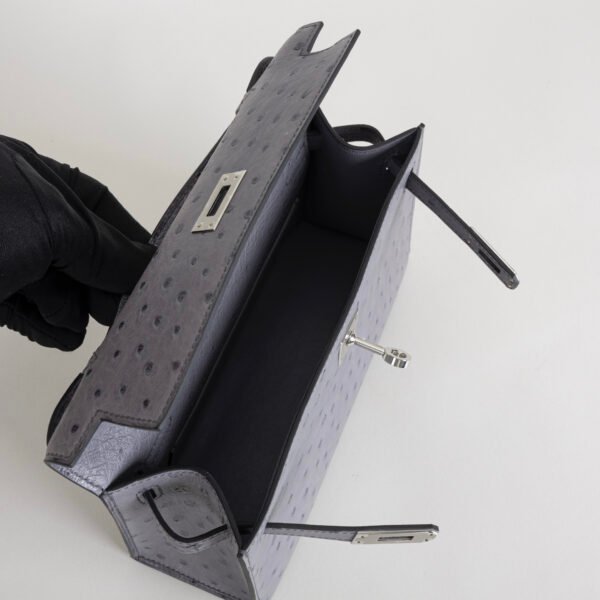 wsxc1745859600934_4 Hermes Boutique Ostrich Leather Kelly Pochette 22CM R2 Blue Agate Silver Hardware