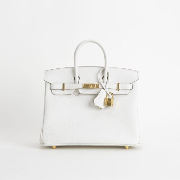 Hermes Bag Price Birkin 25CM 01 Blanc Togo Leather Gold Hardware