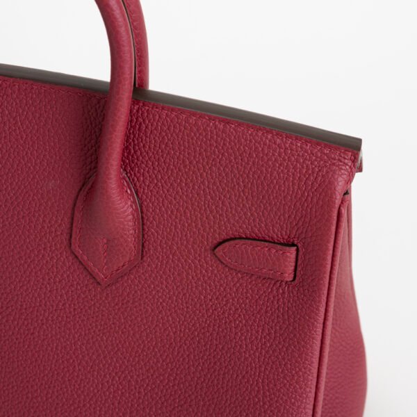 Canada Toronto Hermes Togo Leather Birkin 25CM K1 Rouge Grenade Silver Hardware