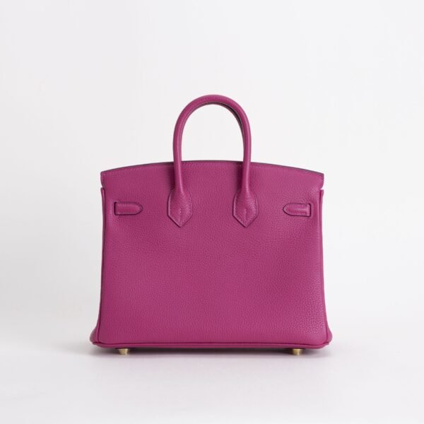 Hermes Tote Bag Togo Leather Birkin 25CM 5J Rose Fushcia Gold Hardware