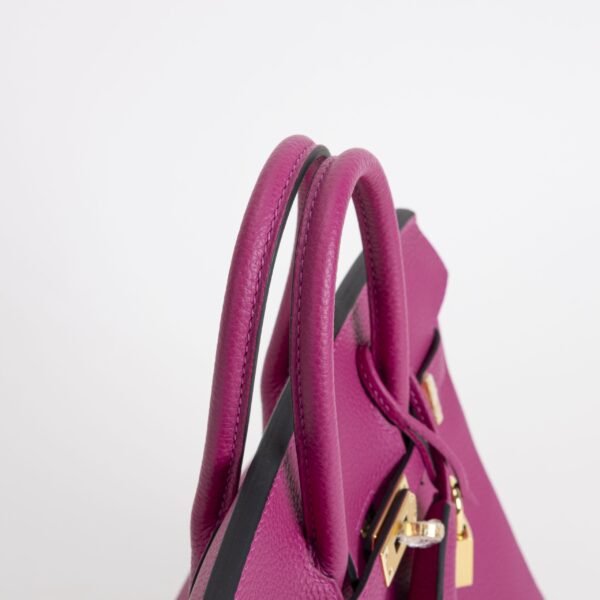 Hermes Tote Bag Togo Leather Birkin 25CM 5J Rose Fushcia Gold Hardware