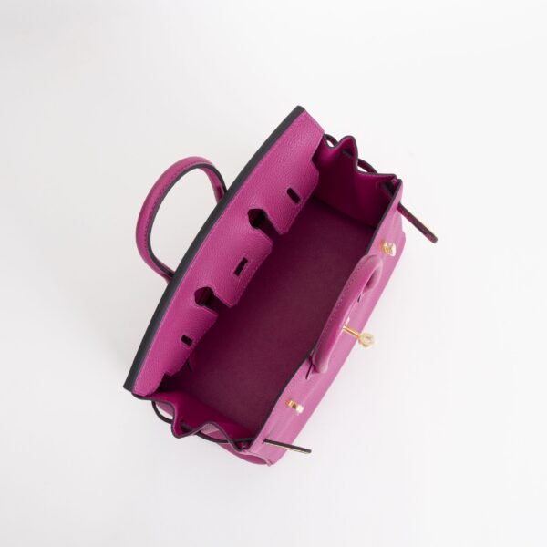 Hermes Tote Bag Togo Leather Birkin 25CM 5J Rose Fushcia Gold Hardware