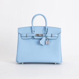 Hermes Bag Price Birkin 25CM Epsom Leather 7N Celeste / 1Q Rose Confetti Silver Hardware