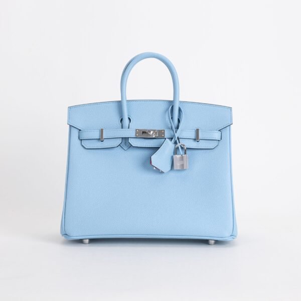 Hermes Bag Price Birkin 25CM Epsom Leather 7N Celeste / 1Q Rose Confetti Silver Hardware