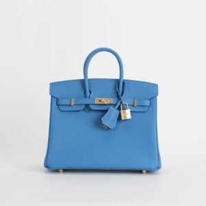 Full Handmade Hermes B3 Blue Zanzibar Togo Leather Birkin 25CM Gold Hardware