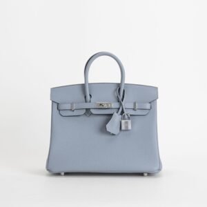 UK London Hermes Birkin 25CM Togo Leather J7 Blue Lin Silver Hardware