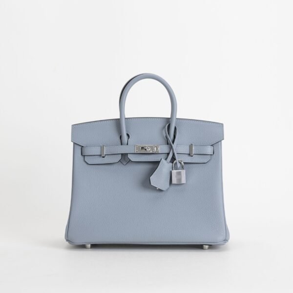UK London Hermes Birkin 25CM Togo Leather J7 Blue Lin Silver Hardware