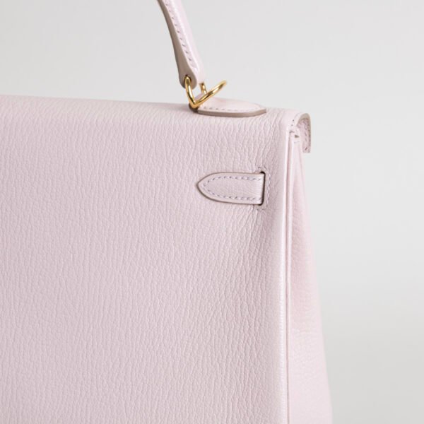 UAE Dubai Hermes Chevre Leather Kelly 25CM M7 Rose Darling Gold Hardware