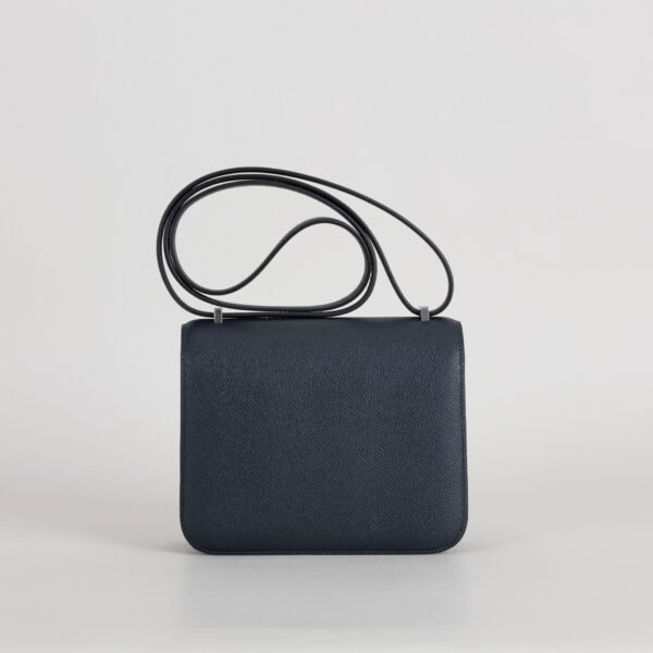 Hermes Shoulder Bag 2Z Blue Nuit Epsom Leather Constance 18CM Silver Hardware